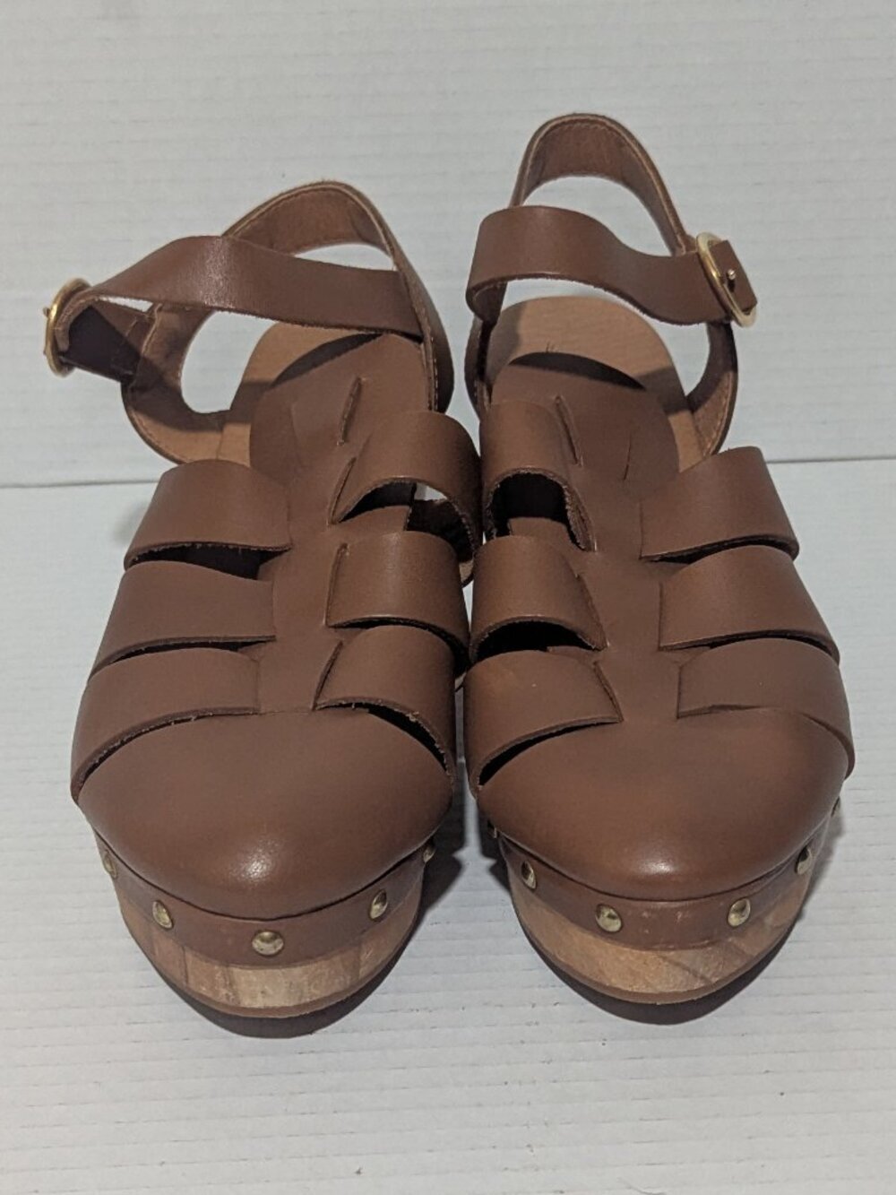 Anthropologie Pilcro Fisherman Clog Heels 8.5 Leather Retro Boho Shoes - Picture 7 of 11